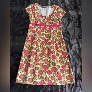 Boden Multicolor Floral Day Shift Dress Empire Waist Detail Short Sleeve Pink 8